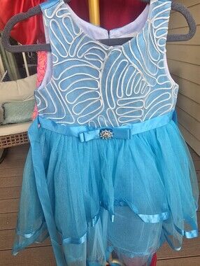Turquoise Blue Tulle Party Dress with Embellished Bow size 4